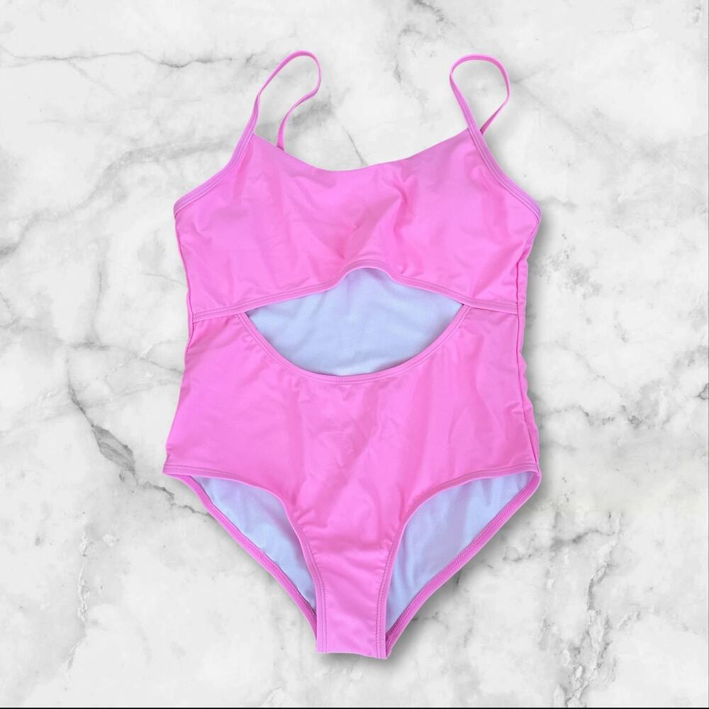 Girls Pink Cut Out Adjustable Strap One Piece Swimsuit Size 14 - NWOT